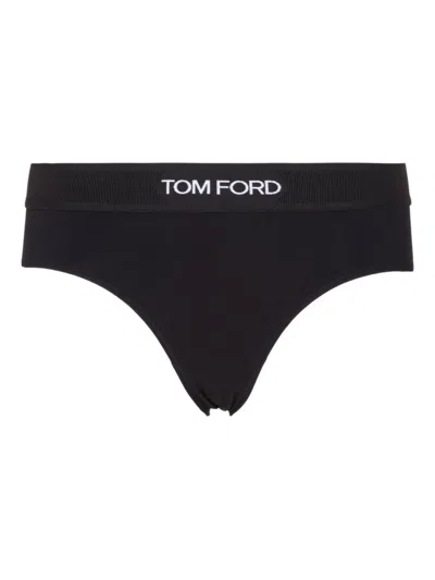 Tom Ford Logo-detail Thongs In Black