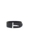 Tom Ford Reversible Grain Leather T Belt For Men In Dual Shades In Black