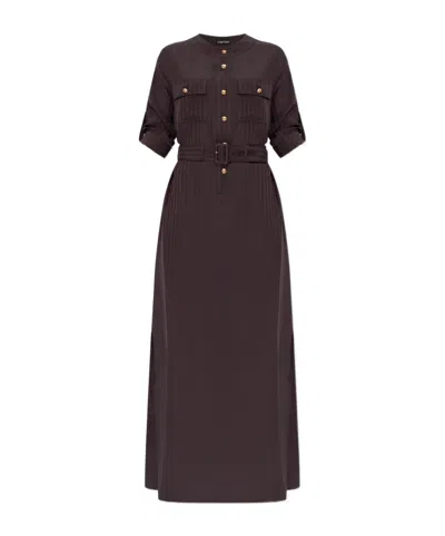 TOM FORD STRIPED BELTED DRESS