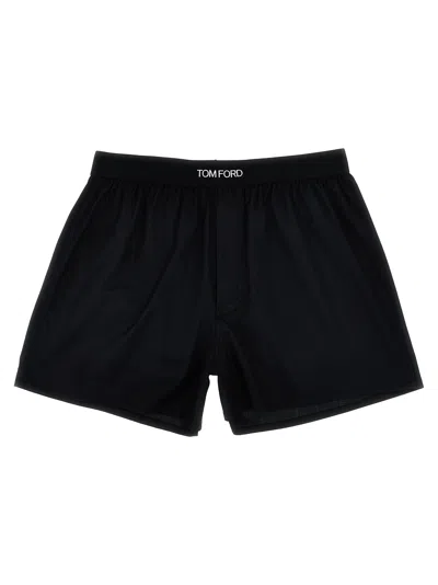 Tom Ford Logo Elastic Boxer Shorts Underwear, Body Black