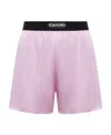 Tom Ford Logo-waistband Satin Shorts In Purple