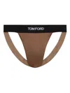 Tom Ford Logo-embellished Jockstrap In Brown