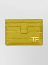 Tom Ford Logo Embossed Card Holder In Crocodile Texture