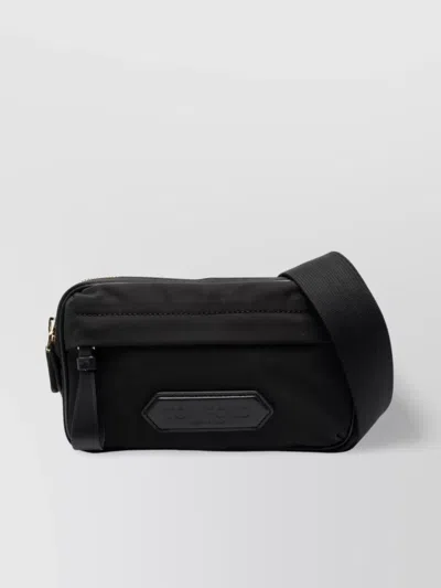 Tom Ford Logo-patch Leather Belt Bag In Black