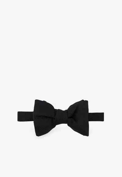 Tom Ford Logo Embroidered Bow Tie In Black