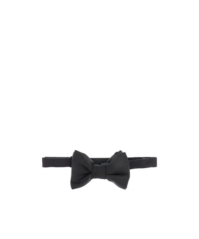 Tom Ford Logo Embroidered Bowtie In Black