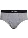 Tom Ford Logo Embroidered Briefs In Grey
