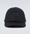 Tom Ford Logo Monogram Cotton Twill Baseball Cap In Black
