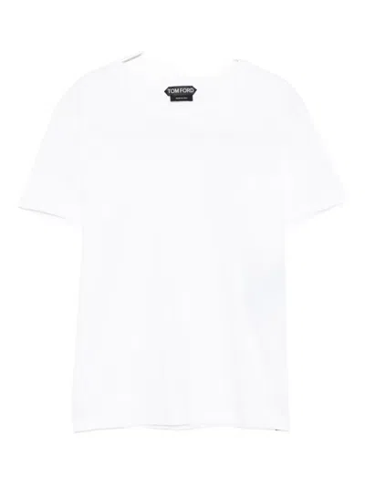 Tom Ford Logo-embroidered Cotton T-shirt In White