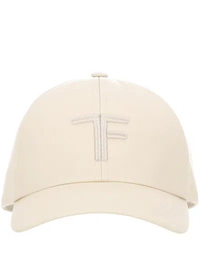 Tom Ford Logo-embroidered Curved Peak Baseball Cap In Ivory