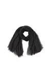 Tom Ford Logo Embroidered Fringed Edge Scarf In Black