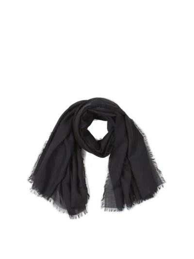 TOM FORD LOGO EMBROIDERED FRINGED EDGE SCARF