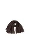 Tom Ford Logo Embroidered Fringed Edge Scarf In Cigar