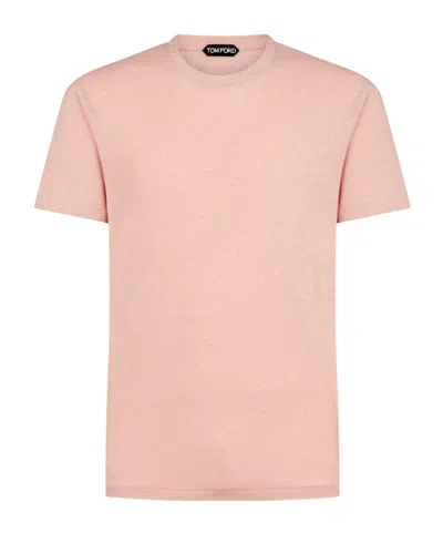 Tom Ford Logo-embroidered Mélange T-shirt In Pink