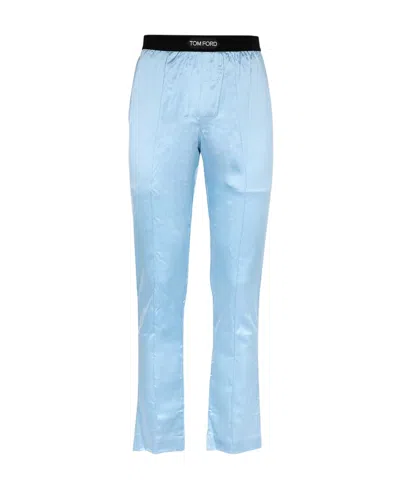 Tom Ford Logo Embroidered Pajamas In Blue