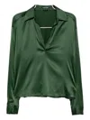 Tom Ford Logo-embroidered Satin Tunic In Green