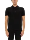 Tom Ford Black Short-sleeves Polo In Cotton Piquet Jersey In Black