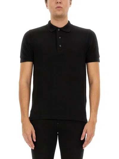 Tom Ford Logo Embroidered Short-sleeved Polo Shirt In Black