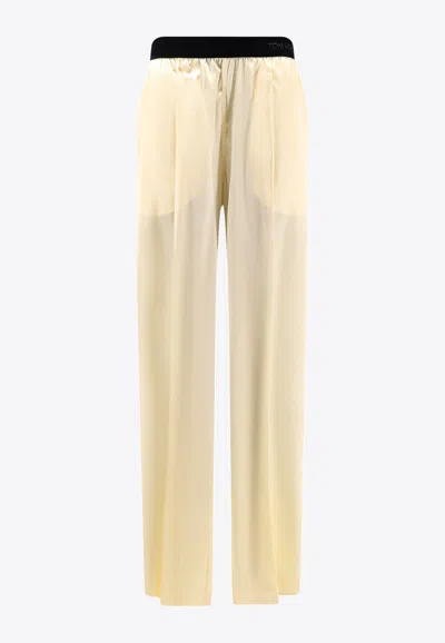 Tom Ford Logo-embroidered Straight-leg Pants In Yellow