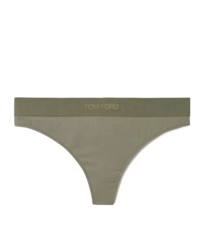 Tom Ford Stretch Modal-jersey Thong In Green