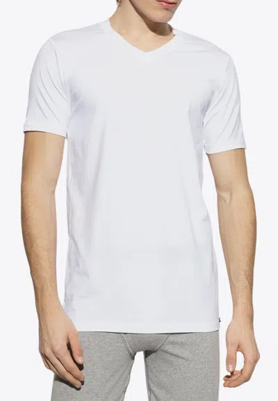 Tom Ford Logo-embroidered V-neck T-shirt In White