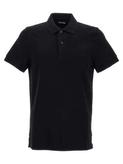 Tom Ford Logo Embroidery Polo Shirt In Black