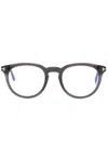 Tom Ford Logo-engraved Round-frame Glasses In Black