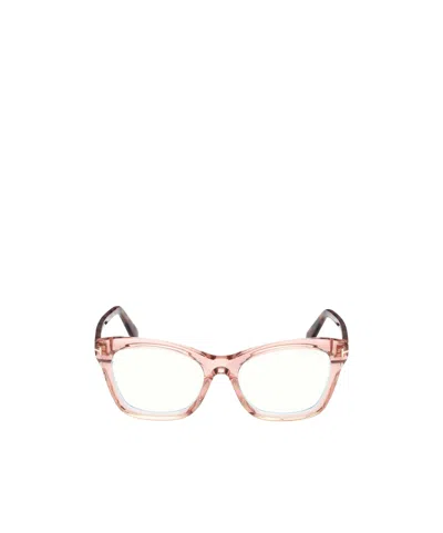 Tom Ford Logo Flat Mirror In Pink Vintage Rose Havana