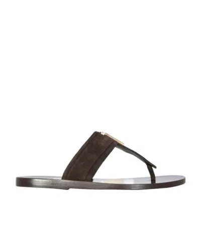 Tom Ford Brown Leather Thong Slippers