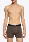 Tom Ford Logo-trim Boxer Briefs In Khaki