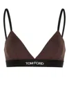Tom Ford Logo Modal Jersey Triangle Bra In Brown