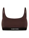 Tom Ford Brown Bralette With Contrasting Logo Print In Brown