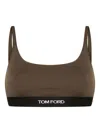 Tom Ford Brown Bralette With Contrasting Logo Print In Green