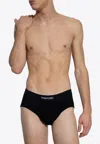 Tom Ford Logo-print Slim-fit Stretch-cotton Briefs In Black
