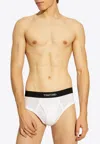 Tom Ford Mens White Branded-waistband Fitted Pack Of Two Stretch-cotton Briefs L In White