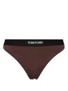 Tom Ford Elastic Waistband High-cut Leg Panties In Brown
