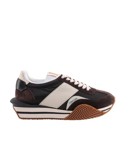 Tom Ford James Almond Toe Flatform Sneakers In Black