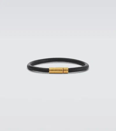 Tom Ford Gold-tone And Leather Bracelet In Black