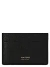 Tom Ford Black T Line Card-holder With Gold-colored Embossed Logo In Grainy Leather Man