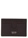 Tom Ford Bordeaux Card Holder With Embossed Logo Lettering On The Front In Grained Leather Man In Brown