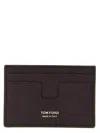 Tom Ford Bordeaux Card Holder With Embossed Logo Lettering On The Front In Grained Leather Man In Brown