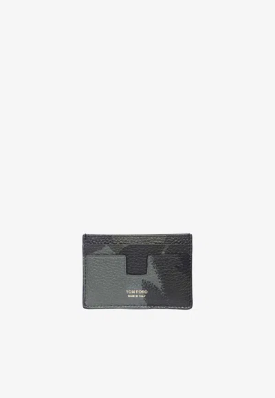 Tom Ford Logo Leather Cardholder In Green