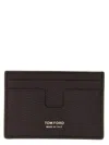 Tom Ford T-line Soft Grain Leather Card Holder In Black
