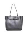 Tom Ford Black Tote Bag With T Detail In Hammered Leather Woman In Black
