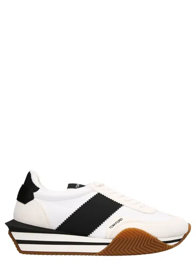 Tom Ford Logo Leather Sneakers In Multicolor