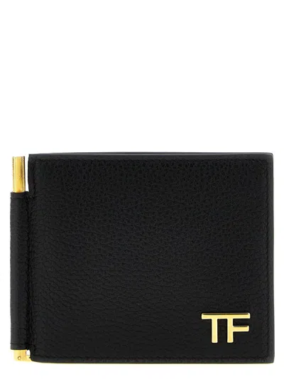 Tom Ford Logo Leather Wallet In Black