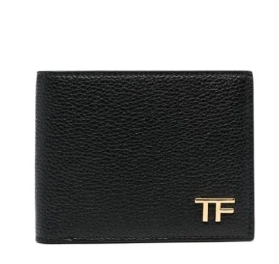 Tom Ford Logo Leather Wallet In Black