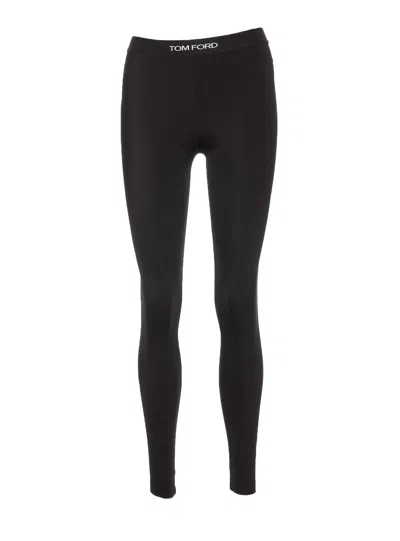 Tom Ford Logo Leggings In Brown