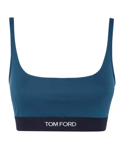 Tom Ford Logo Letter Sports Bra In Blue
