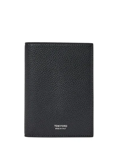 Tom Ford Logo-lettering Bi-fold Leather Cardholder In Gray